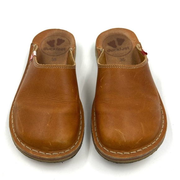 Duckfeet Blavand Brown Tan Leather Clogs Size 35 - Picture 9 of 11